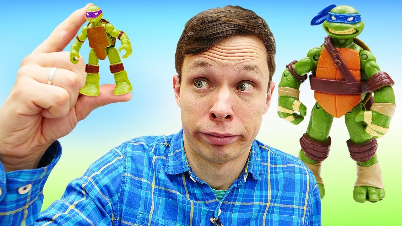 Видео игры битвы - Черепашки Ниндзя уменьшились! - Игрушки для детей Ninja Turtles смотреть онлайн