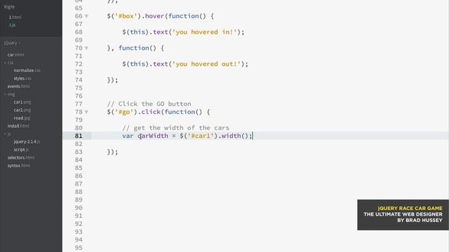 jQuery Race Car Game [#11] Ultimate Web Developer Course (Free Tutorial) смотреть онлайн