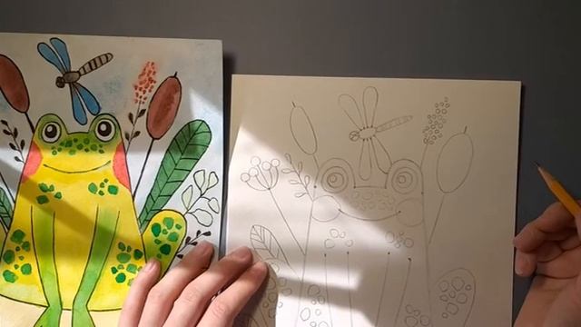 Урок рисования - лягушка карандашами смотреть онлайн