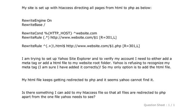 HTML : htaccess redirect all but one page from html to php смотреть онлайн