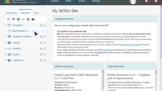 Установка виджета на Modx