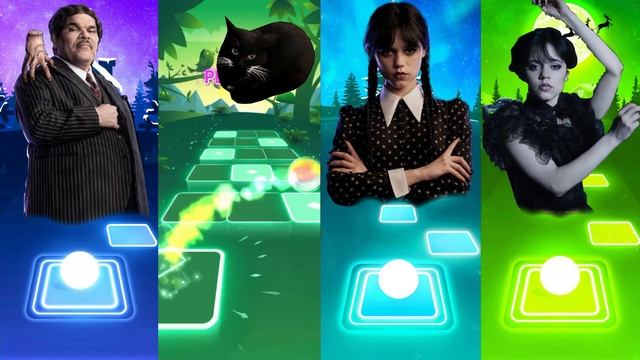 GOMEZ ADDAMS Vs MAXWELL CAT Vs WEDNESDAY ADDAMS Vs WEDNESDAY DANCE | TILES HOP EDM RUSH | MUSICGAME