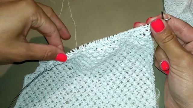 Летняя хлопковая кофточка спицами с рюшами. Готовая вязаная работа. смотреть онлайн