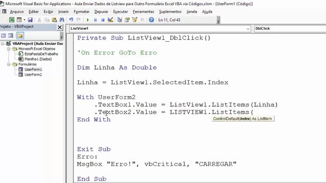Enviar Dados de Listview para OUTRO FORMULÁRIO Excel VBA via Códigos смотреть онлайн