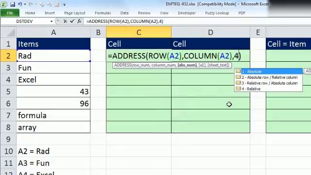 Excel Magic Trick 932: Formula to Show Cell Address: CELL or ADDRESS Function? смотреть онлайн