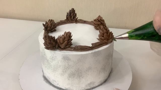 Самое ПРОСТОЕ украшение НОВОГОДНЕГО Торта! Шишки из БЗК! Идея Украшения торта! Красивый торт! смотреть онлайн