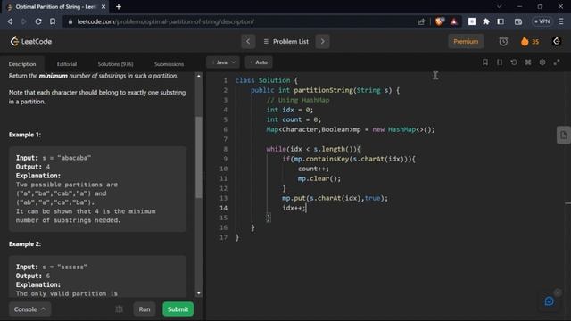Optimal Partition of String | Problem of the Day | LEETCODE ?| JAVA смотреть онлайн