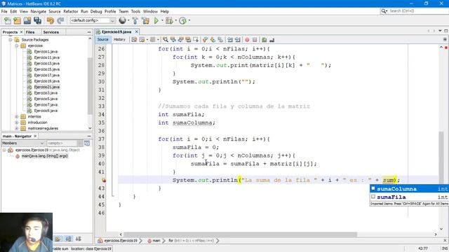82 . Curso de Java II Matrices II Ejercicio - Sumar cada fila y columna de una matriz смотреть онлайн