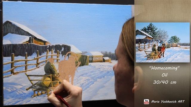 Painting a Winter Landscape with Oil | Пишем зимний пейзаж маслом. смотреть онлайн