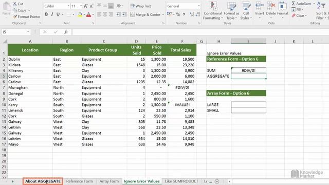 Excel 2016/365 - Ignore Error Values with the AGGREGATE Function смотреть онлайн