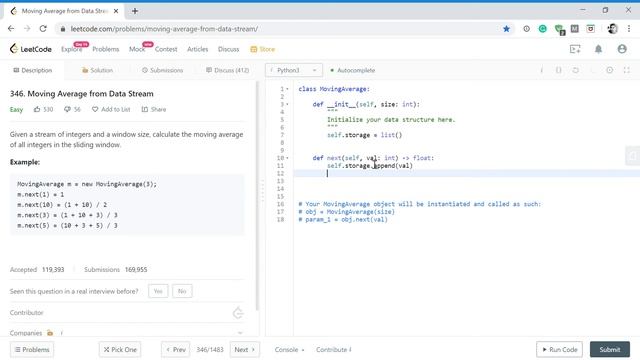 LeetCode Moving Average from Data Stream Top Google Question (Python) смотреть онлайн
