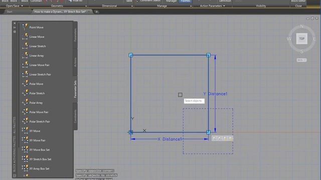 AutoCAD How to make a Dynamic Block XY Strech Box Set смотреть онлайн