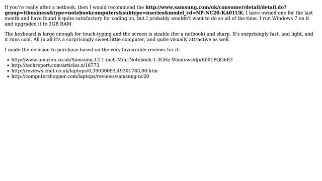 Netbook Recomendations For A Developer (6 Solutions!!)