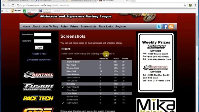 MotocrossFantasy.com Basics- How to Play Fantasy Motocross / Supercross ! смотреть онлайн