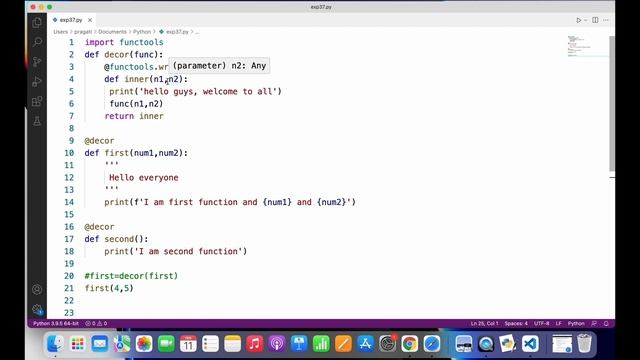 Decorating function with parameters in Python | Python Tutorials For Beginners In Hindi #54 смотреть онлайн