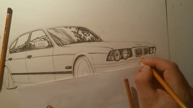 Как нарисовать BMW e 34 по этапно. Часть №2 смотреть онлайн