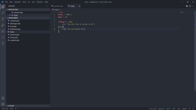 PHP Tutorial for Beginners 8 - If statement смотреть онлайн