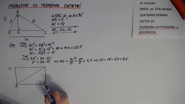 mm5m.15 - matemaaax5minute - Probleme cu Teorema CATETEI смотреть онлайн