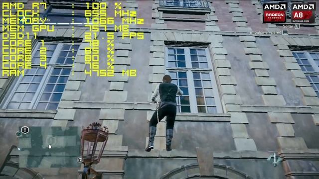 Assassin's Creed Unity - AMD APU A8-7600 [GAMEPLAY] смотреть онлайн