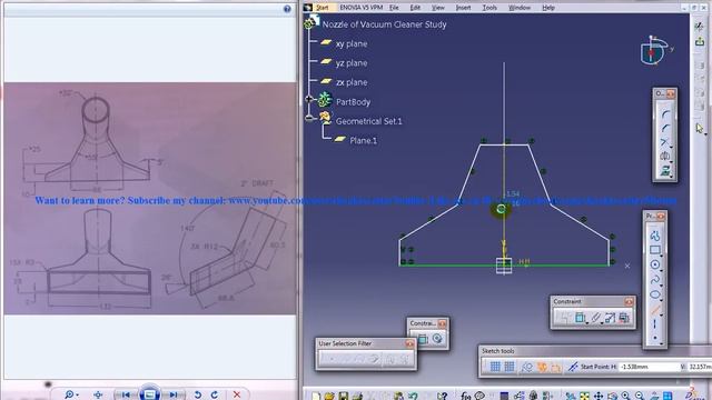 Catia V5 Tutorial|Product Engineering|How Create Nozzle of Vacuum Cleaner(Easy Steps Beginners)|P1 смотреть онлайн