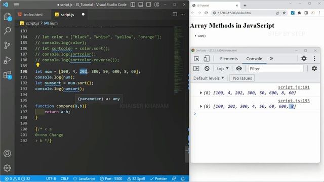 Sort Method in Array - Part 3 - || JavaScript Tutorial for Beginners - 56 смотреть онлайн