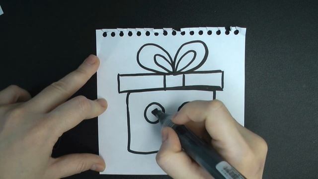Как нарисовать ПОДАРОК С ГЛАЗКАМИ. Рисунки на Новый год. смотреть онлайн