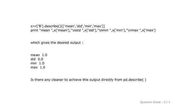 Pandas : suppress Name dtype from python pandas describe смотреть онлайн