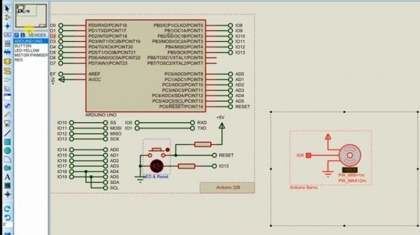 Proteus 8 Visual Designer и Arduino Сервомотор. Программирование Arduino без написания кода часть 3