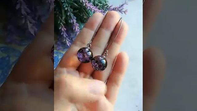 Серьги BOTANICA (15 мм) с букетом (черные незабудки и дербенник) смотреть онлайн
