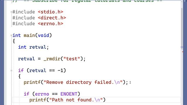 Remove A Directory Using _rmdir() On Windows | C Programming Tutorial смотреть онлайн