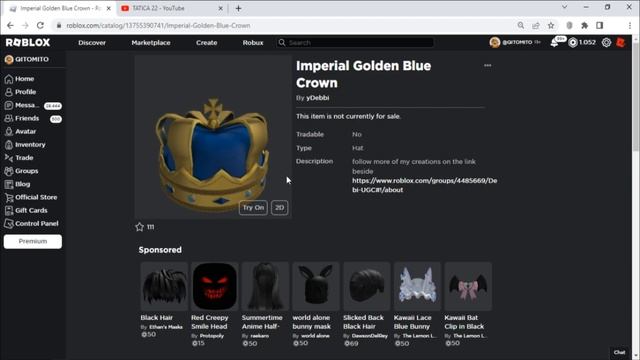 Como Ganhar o item [Imperial Golden Blue Crown] Roblox смотреть онлайн