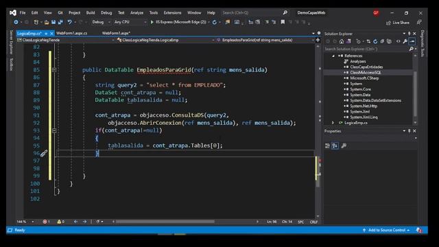Desarrollo en capas 3/3 usando Ado.Net con SQL Server, Consultas DataSet para control GridView смотреть онлайн