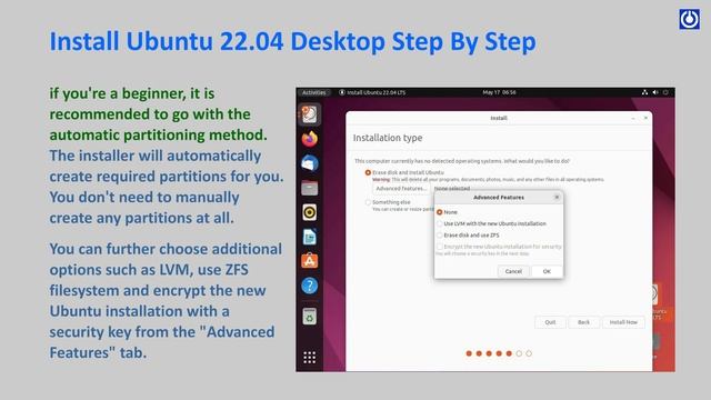 Ubuntu 22.04 LTS Desktop Installation Guide | How to Install Ubuntu with Manual Partitioning смотреть онлайн