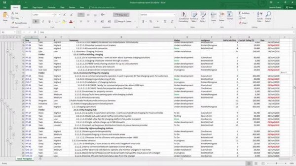 Exporting product roadmap reports from Structure for Jira to Excel