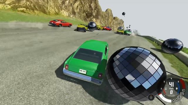 Giant Disco Balls Crush Cars During a Mountain Race! - BeamNG Gameplay Race & Crashes смотреть онлайн