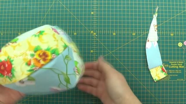 Корзинка дупло из лоскутов. Гнездо для ниток Выкройка МК Free pattern Patchwork basket cocoon смотреть онлайн