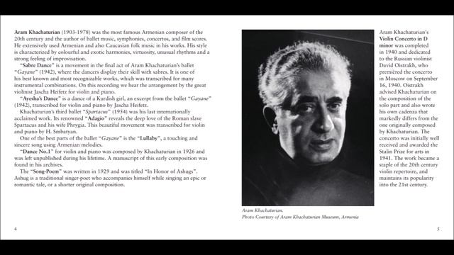 (Cd 3) Ruben Kosemyan Violinist Plays ARAM & KAREN KHACHATURIAN