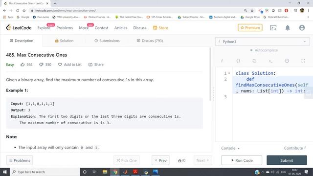 Max Consecutive Ones | Python | Castor Classes смотреть онлайн