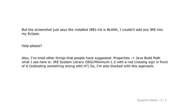 Android : Eclipse: The specified JRE installation does not exist смотреть онлайн