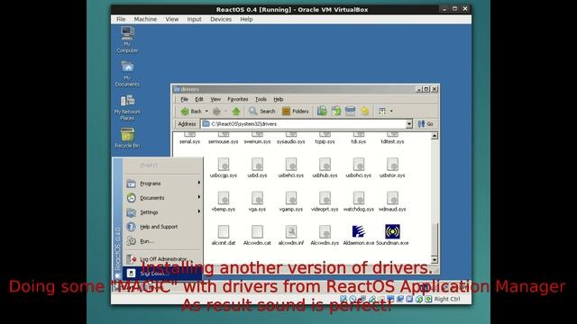 ReactOS 0.4: Настройка звука в VirtualBox (AC'97) / Installing alternate AC'97 drivers in VirtualBo смотреть онлайн