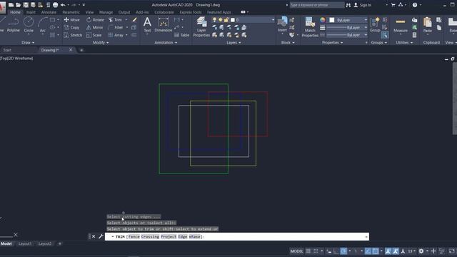 AutoCad 20: TRIM and EXTEND смотреть онлайн