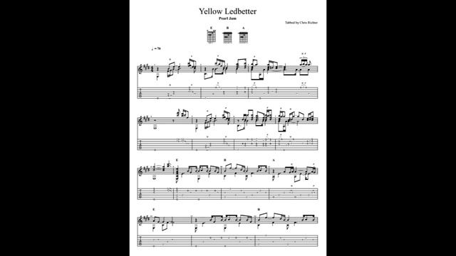 Pearl Jam: Yellow Ledbetter with tablature for solo fingerstyle guitar смотреть онлайн