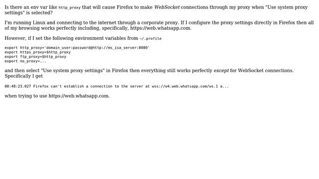 Unix & Linux: Linux http_proxy env vars and Firefox websocket connection смотреть онлайн