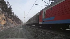 Электровоз ЭП1 -134. С пассажирским поездом ВСЖД Бурятия