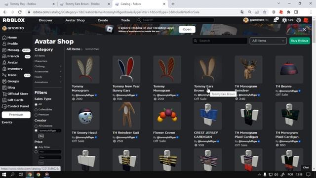 Novo item Grátis [Tommy Ears Brown] Roblox Evento Tommy Play смотреть онлайн