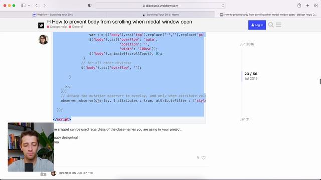 How To Prevent Body From Scrolling When Modal Window Open (2022 Webflow Tutorial) смотреть онлайн