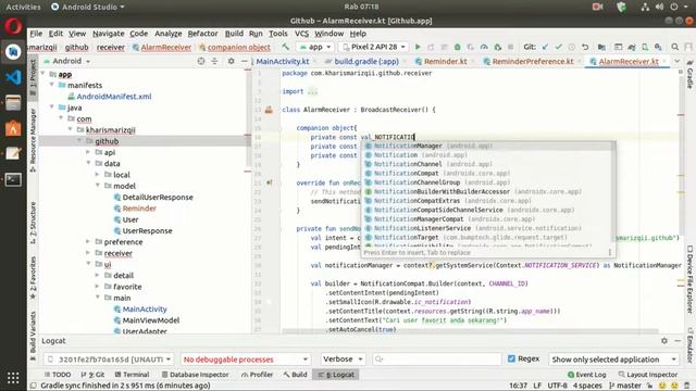 Github User App Android Part 6 - Reminder Alarm Manager смотреть онлайн