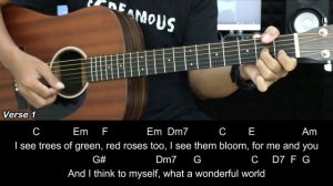 What a Wonderful World - Louis Armstrong | EASY Guitar Tutorial with Chords / Lyrics