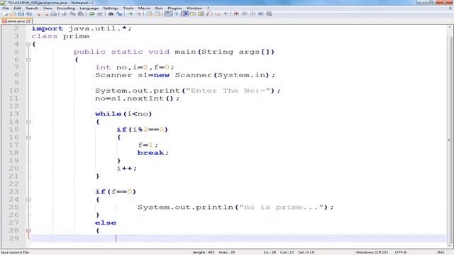 Program to Check Whether A Number is Prime or Not in JAVA(Programming Funda) смотреть онлайн