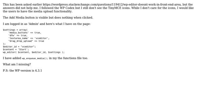 Wordpress: wp_editor in front end not working смотреть онлайн